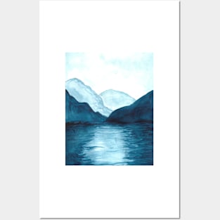 Watercolour Blue Mountains Posters and Art